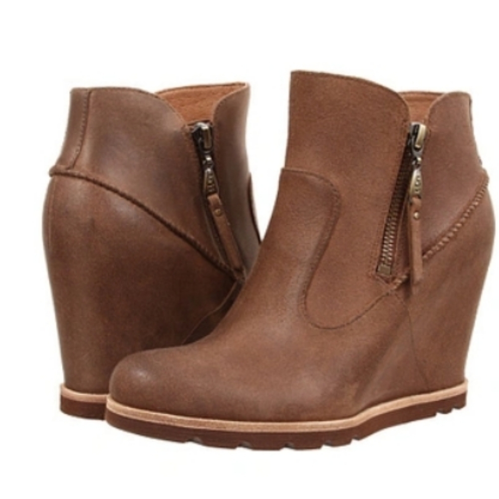 Ugg Australia Women Myrna  Ankle Hidden Wedge Leather Boots shoes sz 9.5